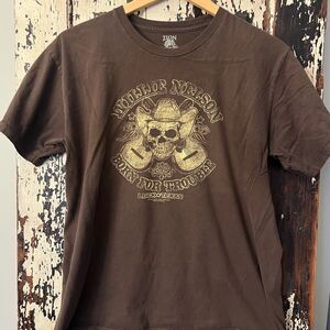 Willie Nelson Born For Trouble Zion Rootswear Men’s Luck Texas Tshirt. Size L